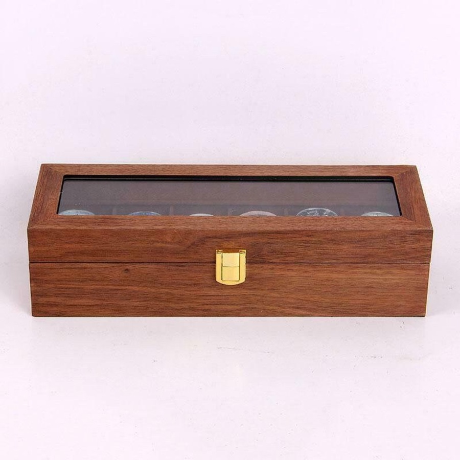 High-Quality Wooden Watch Box with 6-Slot Display and Glass Top Case