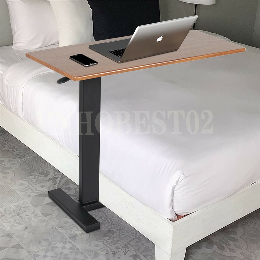 Adjustable Overbed Bedside Table with Mute Wheels C-Shaped Mobile Sofa Side Table