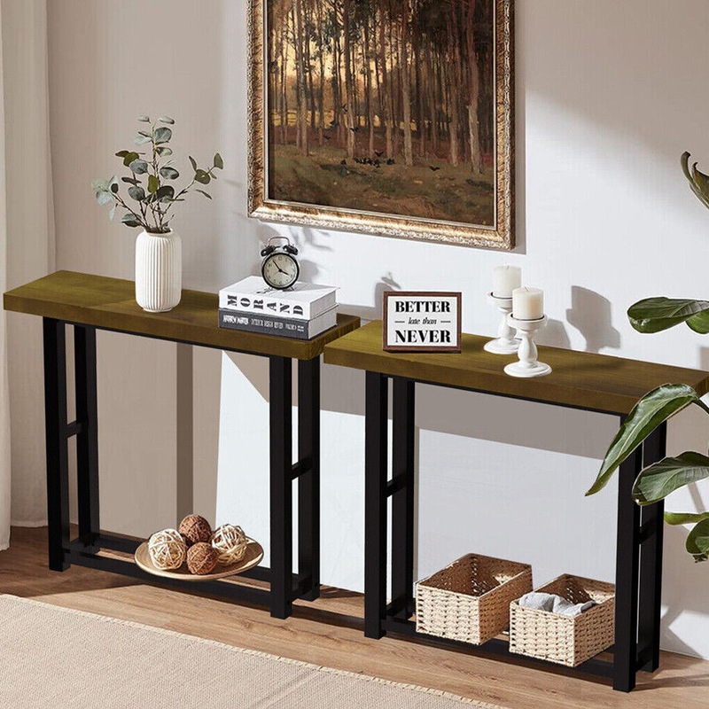 Buy Antique Skinny Slim Entry Console Table Hallway Table with Bottom ...