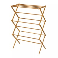 Bamboo Laundry Drying Rack Foldable Free Standing Towel & Clothes Airer