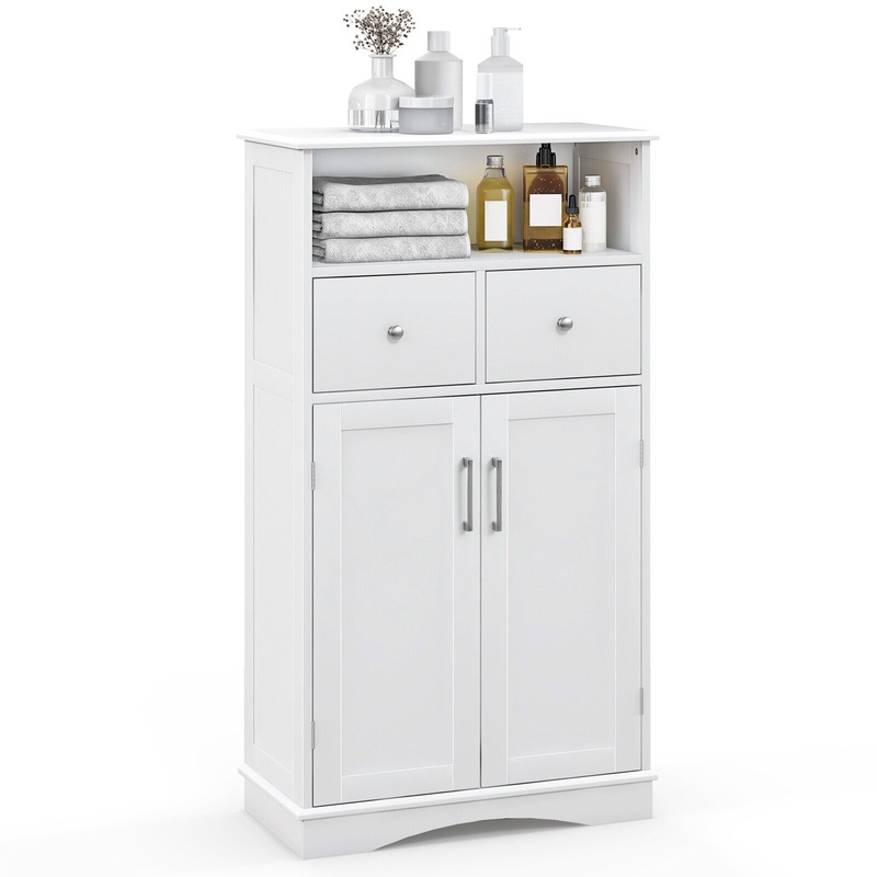 Buy Bathroom Floor Freestanding Storage with 2 Doors White MyDeal