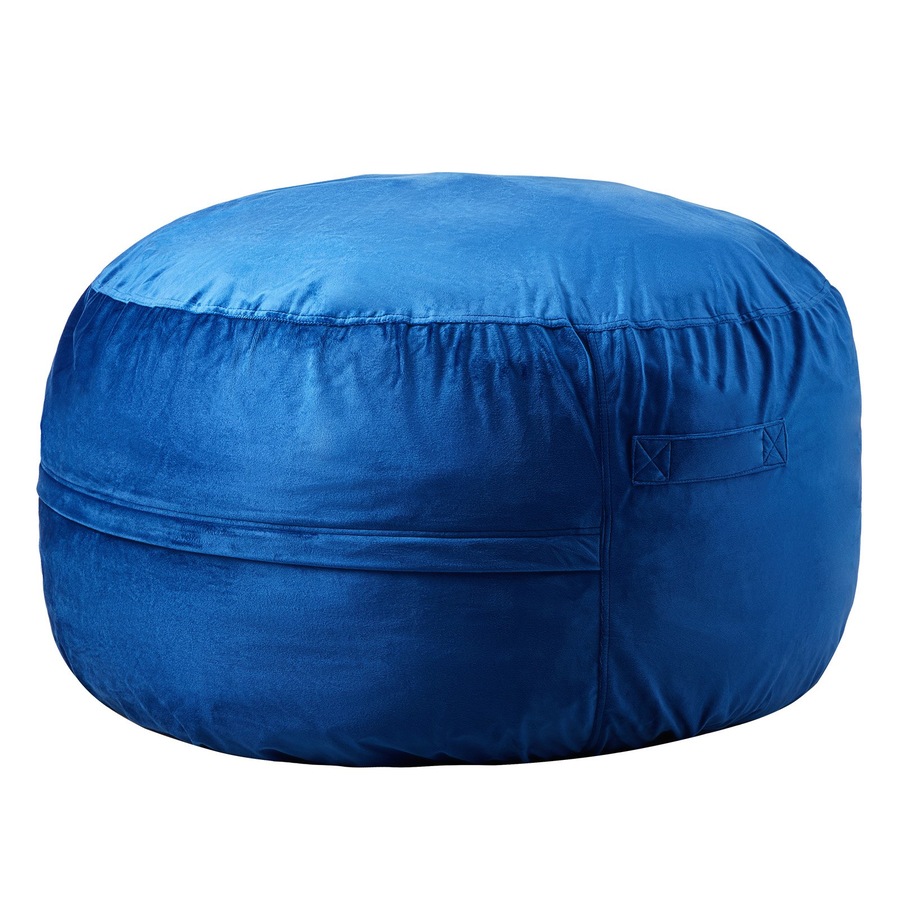 Bean Bag Chair, 91 cm Round Bean Bag Chair with Removable and Washable Cover, 25D Memory Foam Filled with Soft and Smooth Dutch Velvet, Bean Bag for Bedroom or Playroom, Blue