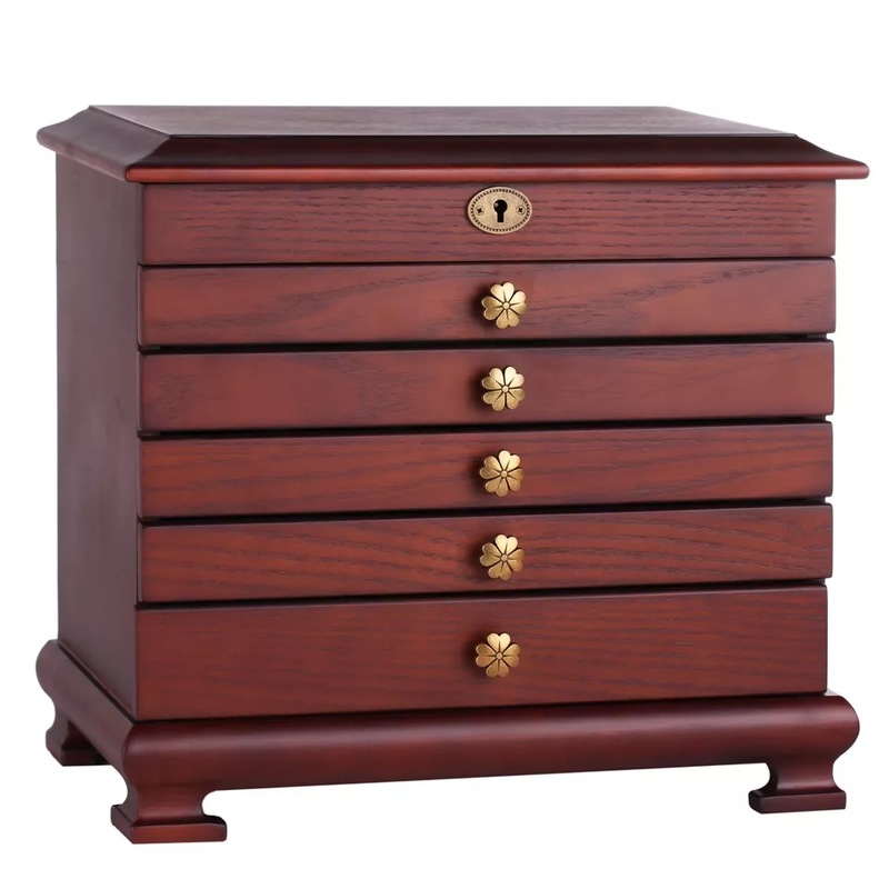 Buy Brown Large Wooden Jewellery Box Armoire Organiser MyDeal