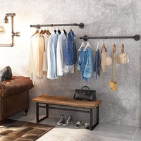 Durable Thick Metal Pipe Clothes Rack Closet Garment Hanging Bar Retail Display