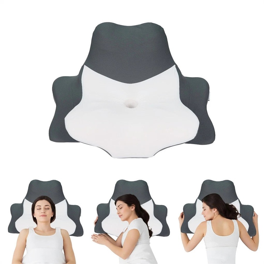 Ergonomic Memory Foam Contour Bed Pillow Comfortable Cervical Support Pillow for Sleeping Reading and Lying with Ice Silk Cover for Neck Shoulder Support
