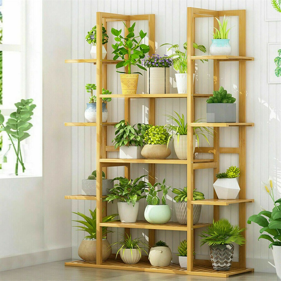 Buy Extra Large Flower Stand Plant Rack Shelf Bamboo Plant Display ...