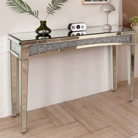Fin 120Cm Dazzling Diamonds Mirrored Console Table Foyer Table Elegant Vanity Table