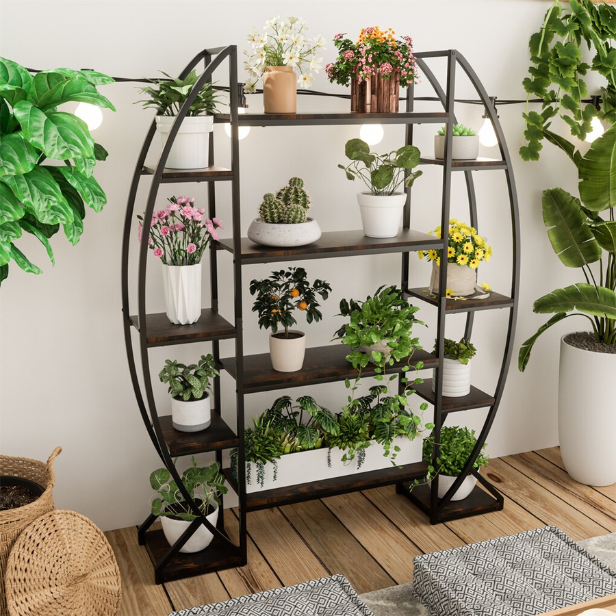 Fin 8 Tier Tall Large Plant Ladder Shelf Freestanding Flower Display Stand Bookshelf