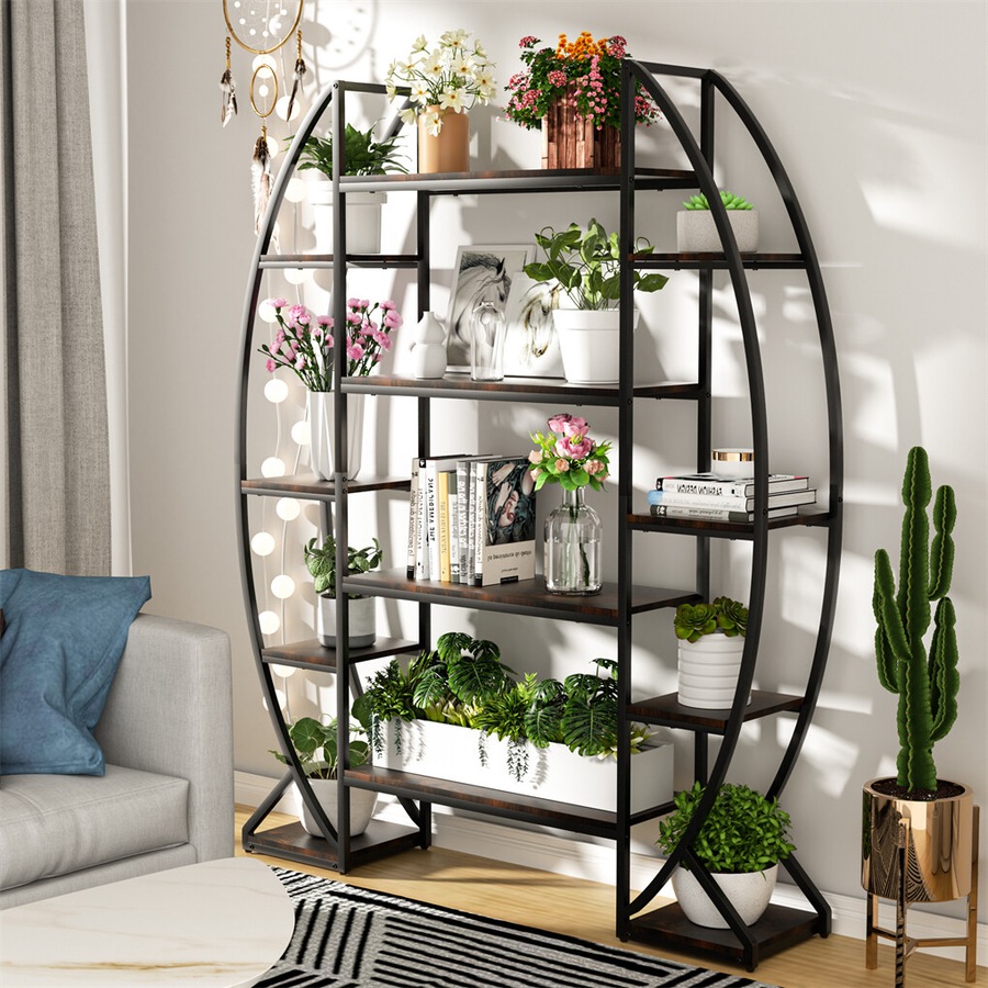 Fin 8 Tier Tall Large Plant Ladder Shelf Freestanding Flower Display Stand Bookshelf