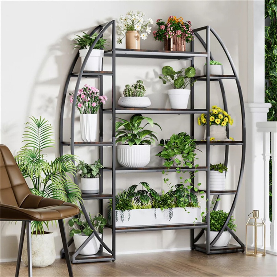 Fin 8 Tier Tall Large Plant Ladder Shelf Freestanding Flower Display Stand Bookshelf