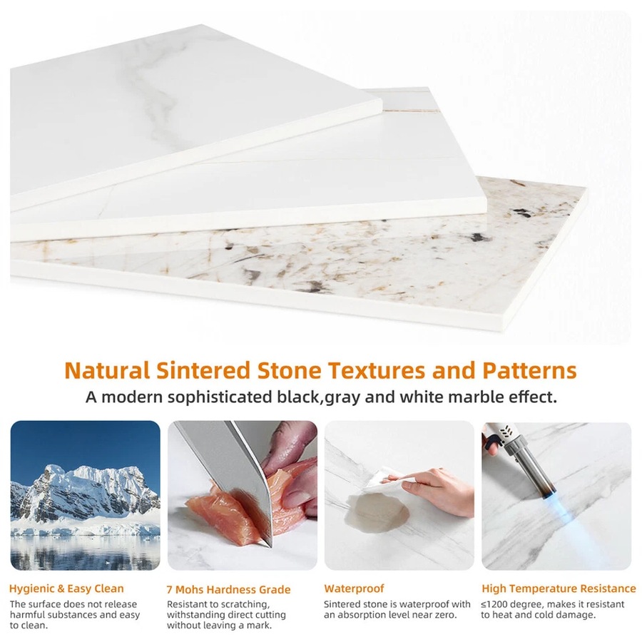 Fin Elegant White Marble Console Counter Table High Desk Pub Bar Table Scrach-Proof