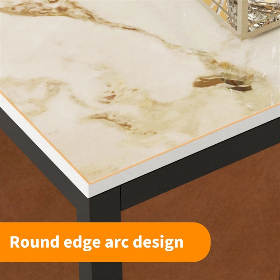 Fin Elegant White Marble Console Counter Table High Desk Pub Bar Table Scrach-Proof