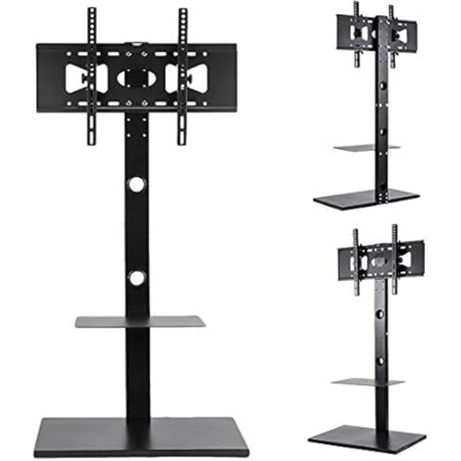Fin Floor Tv Stand Swivel Mount Bracket Shelf 32 To 65 Inch Height Adjustable