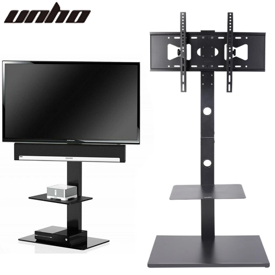 Fin Floor Tv Stand Swivel Mount Bracket Shelf 32 To 65 Inch Height Adjustable