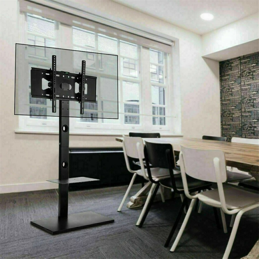 Fin Floor Tv Stand Swivel Mount Bracket Shelf 32 To 65 Inch Height Adjustable