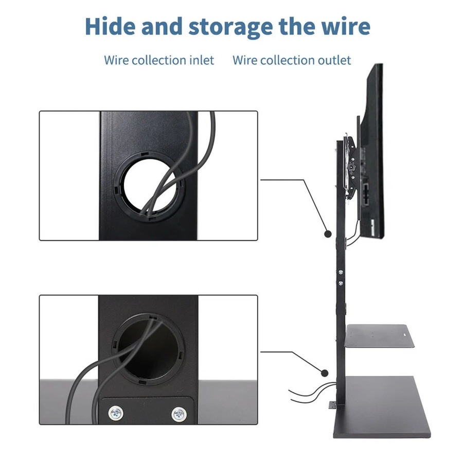 Fin Floor Tv Stand Swivel Mount Bracket Shelf 32 To 65 Inch Height Adjustable