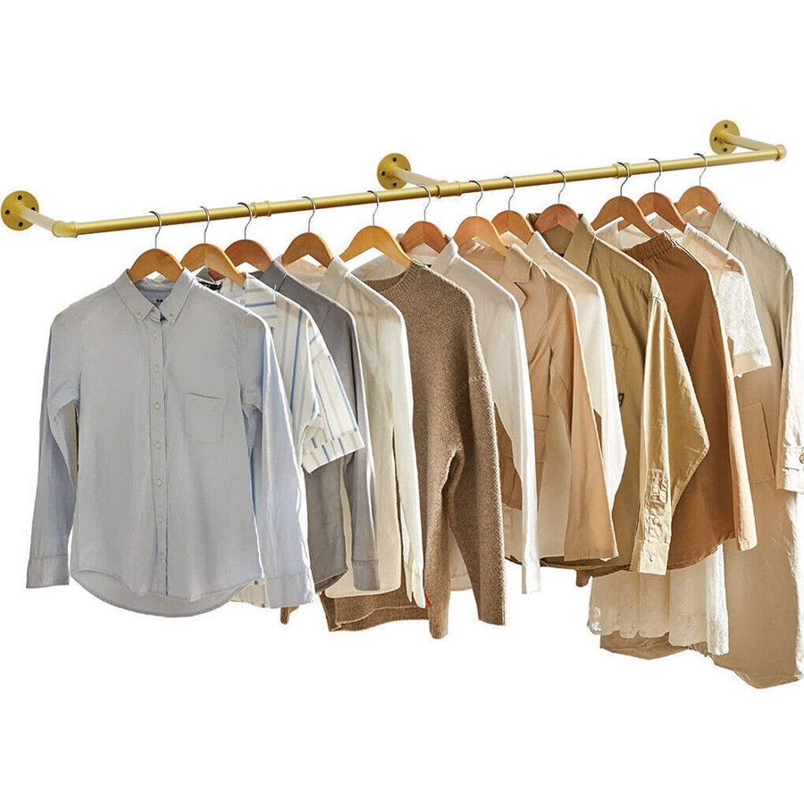 Buy Fin Gold Strong Industrial Gold Pipe Clothing Rack Wall Ceiling ...