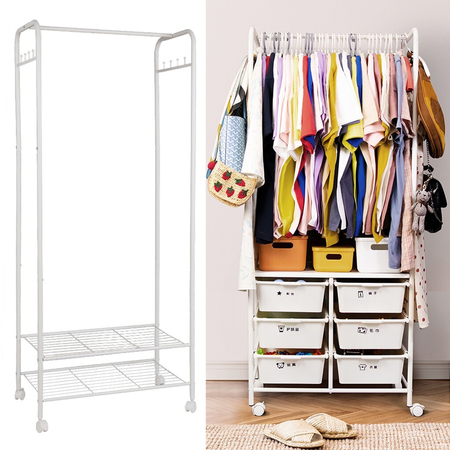 Buy Fin Heavy Duty Open Wardrobe Clothes Rail Rolling Hanging Garment ...