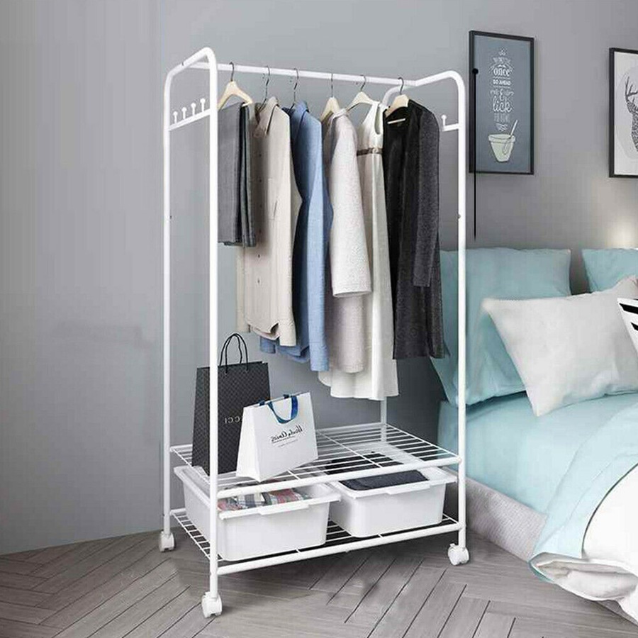 Buy Fin Heavy Duty Open Wardrobe Clothes Rail Rolling Hanging Garment ...