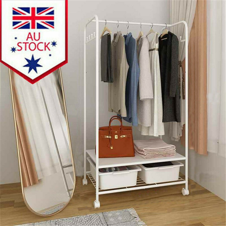 Buy Fin Heavy Duty Open Wardrobe Clothes Rail Rolling Hanging Garment ...