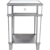Fin Italian Mirrored Drawer Bedside Table Glass Accent Cabinet Bedroom Lamp Table