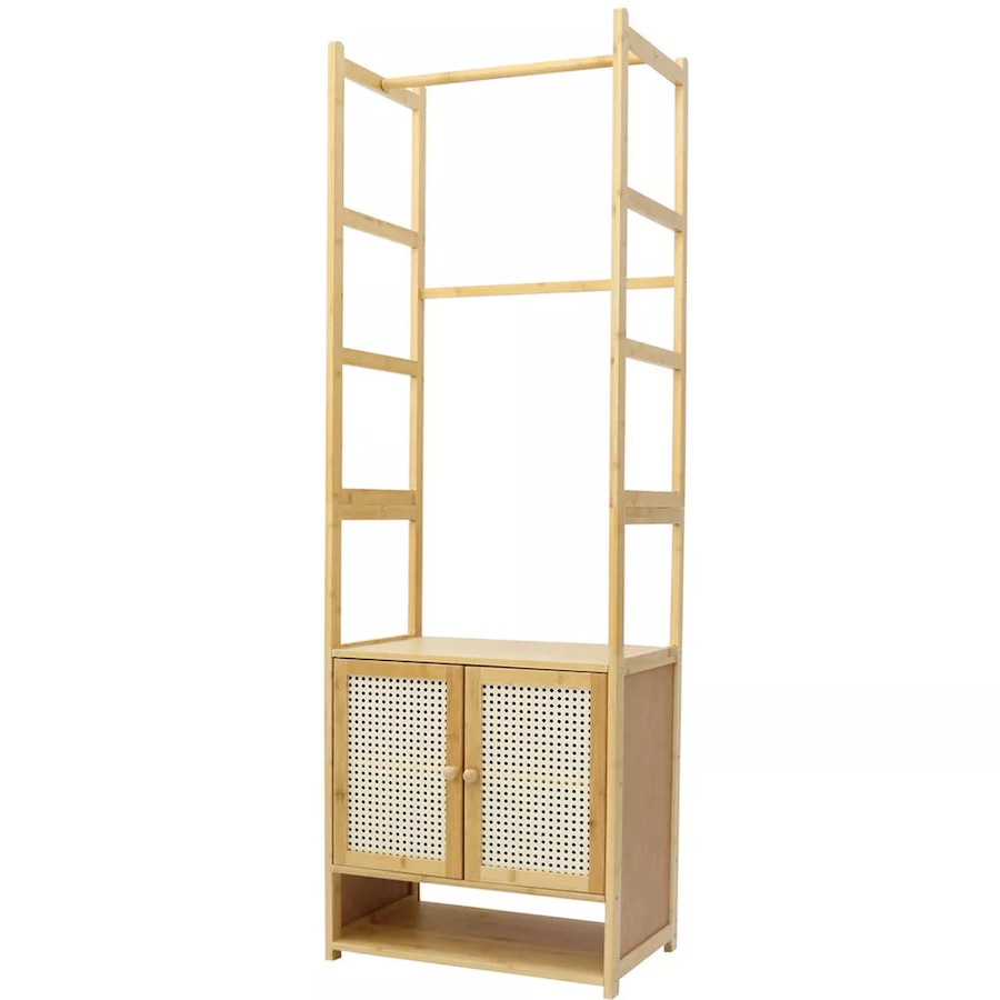 Fin Rustic Large Capacity Wood Garment Rack Hanging Clothing Wardrobe Storage Closet