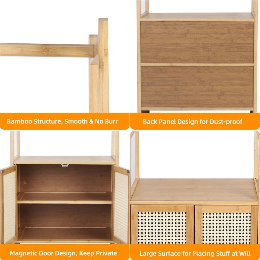 Fin Rustic Large Capacity Wood Garment Rack Hanging Clothing Wardrobe Storage Closet
