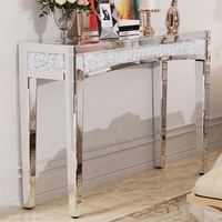 Fin Shining Crushed Diamond Console Table Silver Mirrored Entryway Table Hall Table
