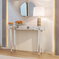 Fin Silver Mirrored Hall Entry Console Table Elegant Oval Table Aesthetic Furniture