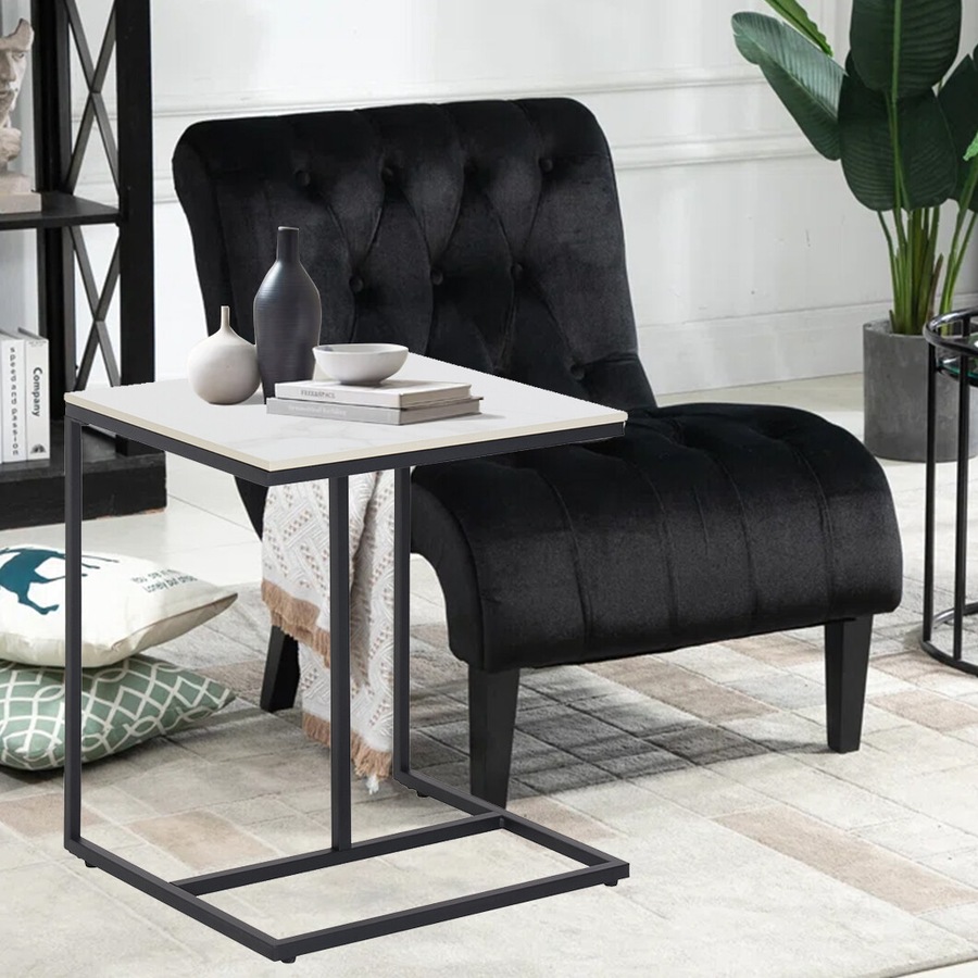 Fin Sleek C Shaped Sintered Sofa Side End Table Coffee Tray Laptop Stand Metal Legs