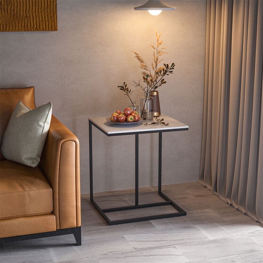 Fin Sleek C Shaped Sintered Sofa Side End Table Coffee Tray Laptop Stand Metal Legs