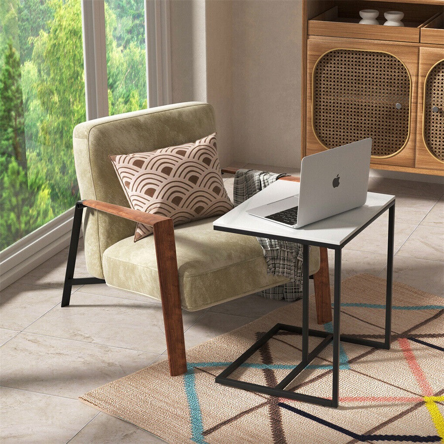 Fin Sleek C Shaped Sintered Sofa Side End Table Coffee Tray Laptop Stand Metal Legs