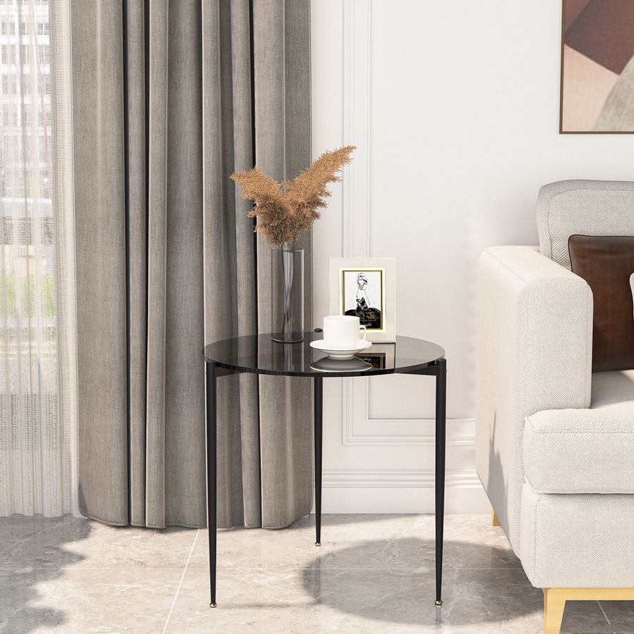 Fin Sleek Tempered Glass Tall Accent Side End Coffee Table Display Candle/Table Lamp