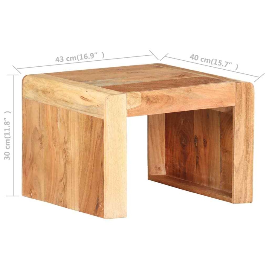 Fin Solid Acacia Wood Side Table 43X40X30 Cm Wooden End Table Furniture