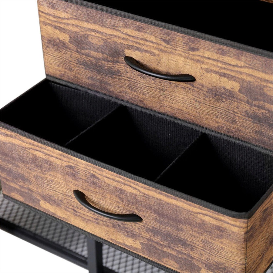 XL Industrial Open Wardrobe Clothes Storage Cabinet with Curtain and Drawers - Heavy Duty Garment Rack Closet