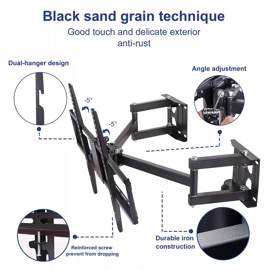 Fin Swivel Tilt Wall Mount Corner Tv Bracket For 32 42 48 50 65" Led Lcd Flat Screen