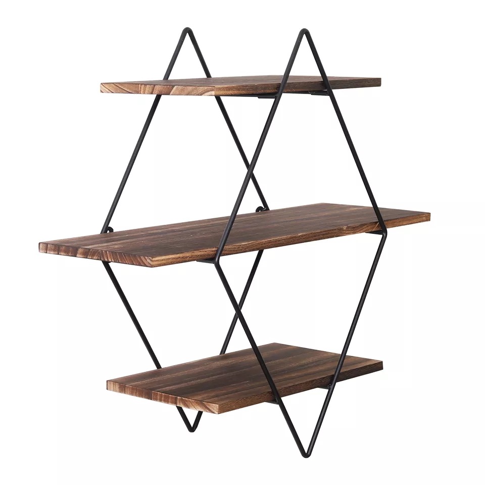 Buy Fin Thick Bracket Floating Shelf 3Tiers Wall Decorative Rack ...