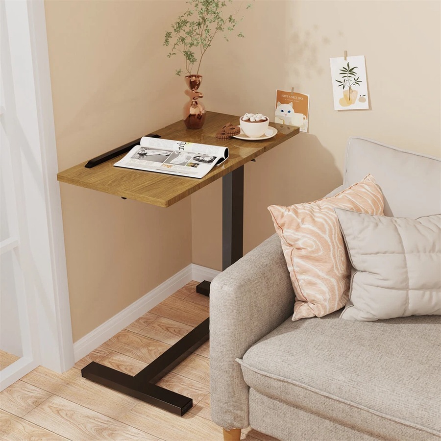 Fin Tilting Overbed Bedside Table Adjustable Laptop Desk Workstation With Split Top