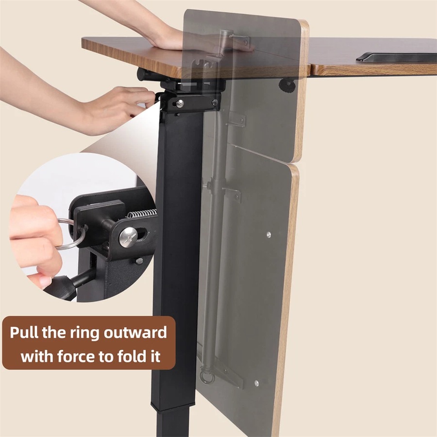 Fin Tilting Overbed Bedside Table Adjustable Laptop Desk Workstation With Split Top