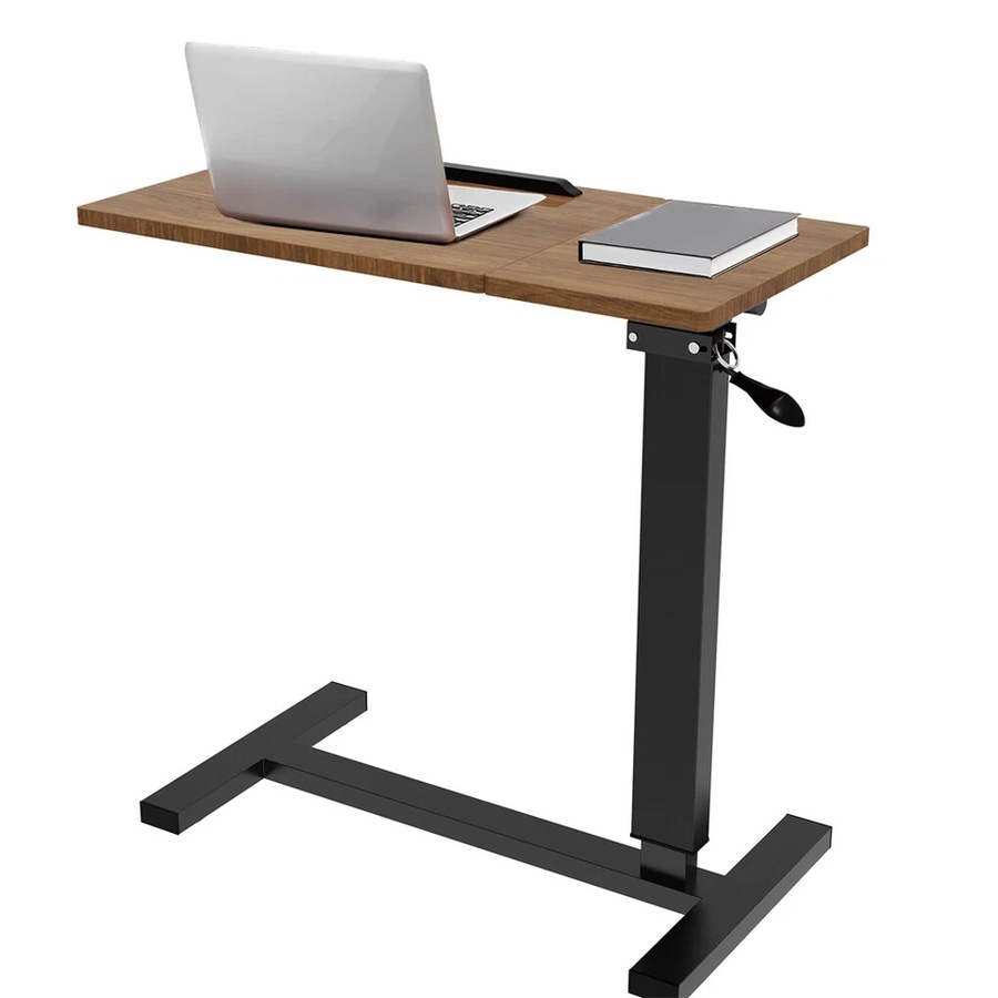 Fin Tilting Overbed Bedside Table Adjustable Laptop Desk Workstation With Split Top