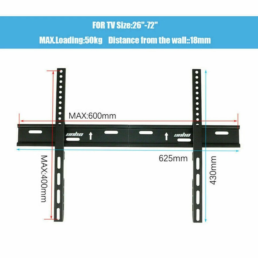 Fin Tv Wall Bracket Mount 32 40 42 48 50 55 65 72" Inch Monitor For Sony Lg Samsung