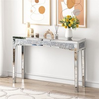 Fin Ultra Long Luxury Mirrored Console Table Hallway Table W/ Thicken Tapered Legs