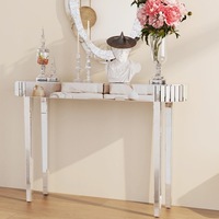 Fin Ultra Long Silver Mirrored Entry Console Table Vanity Table Versatile Furniture