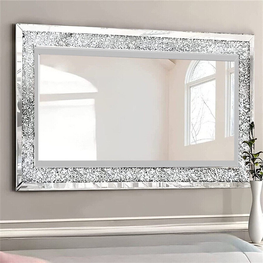 Fin Xxxl Large Gorgeous Diamond Wall Mirror Crushed Crystal Long Full Length Mirror