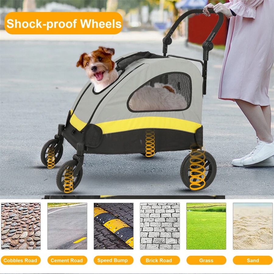 FIN Foldable Dog Stroller Small Dog Pet Jogger Wagon Travel Stroller Carrier Outdoor
