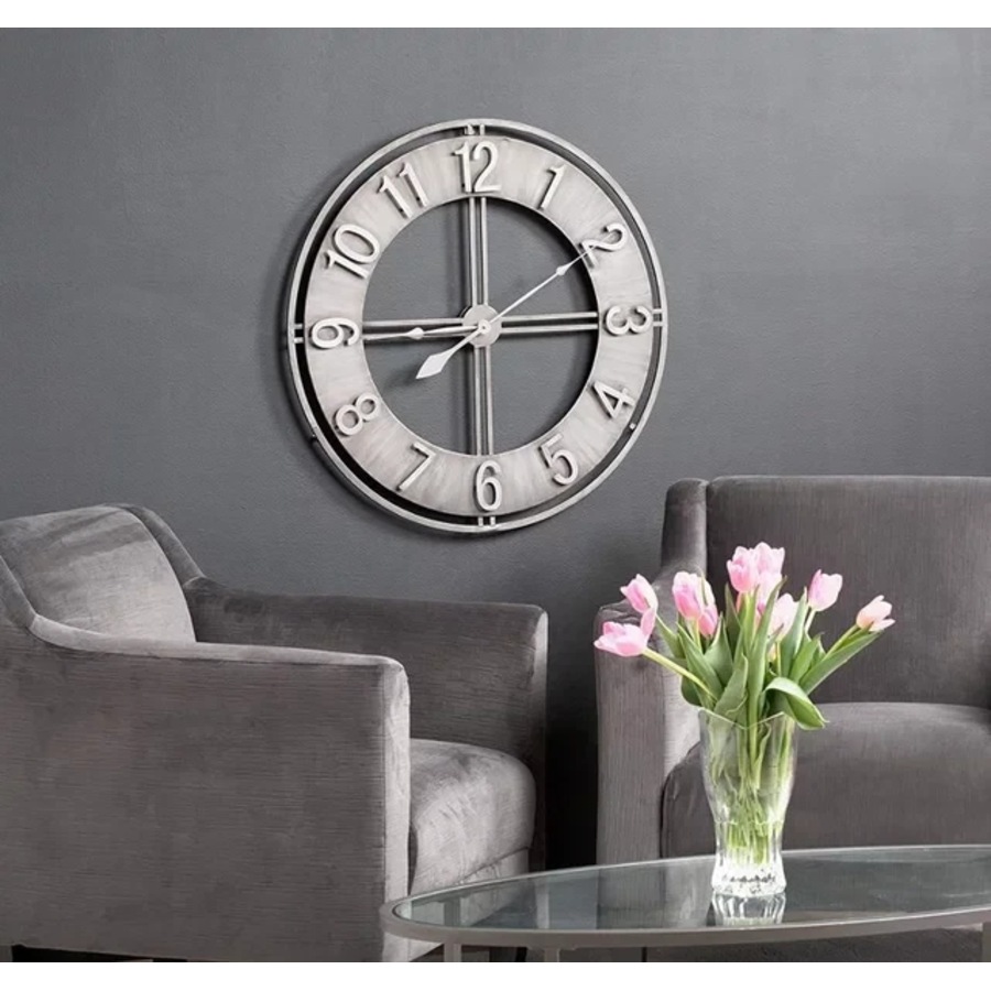 French provincial 80cm round metal wall clock