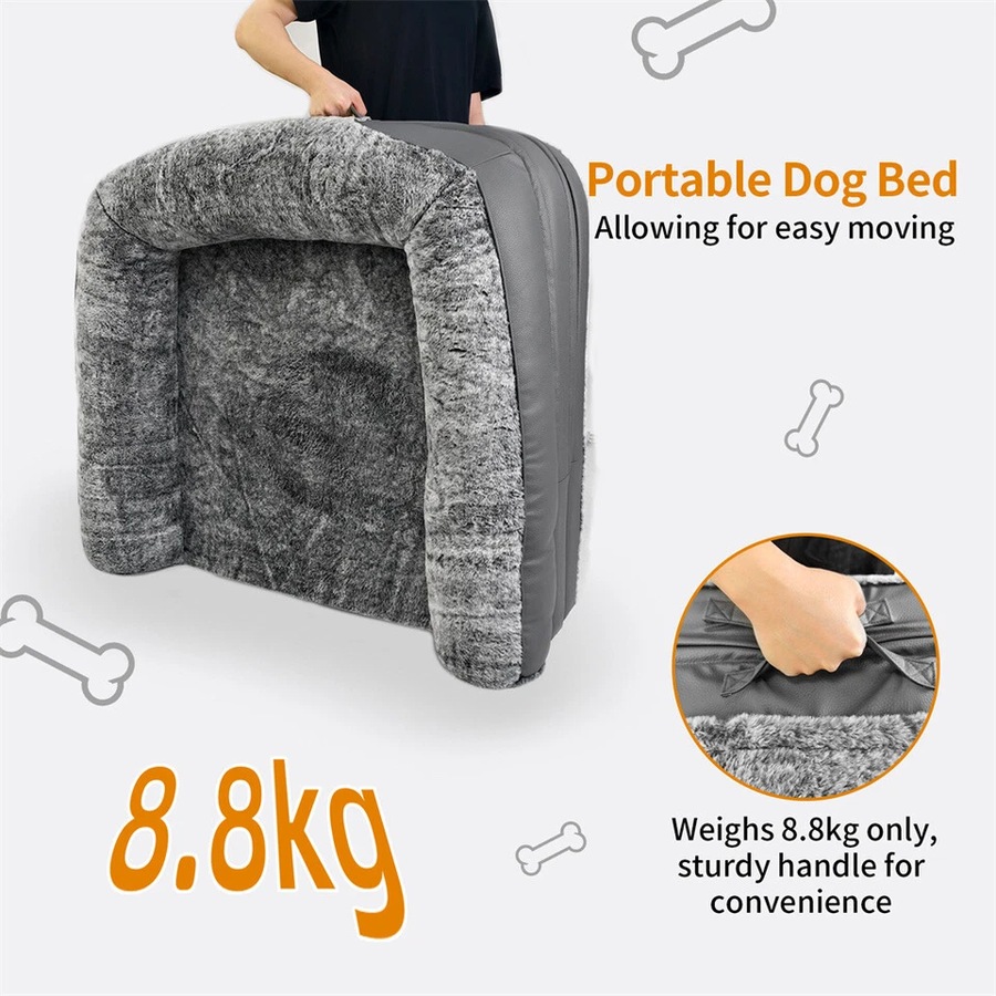 FIN Giant Human-Size Dog Bed Foldable Calming Pet Dog Bed with Washable Plush Cover
