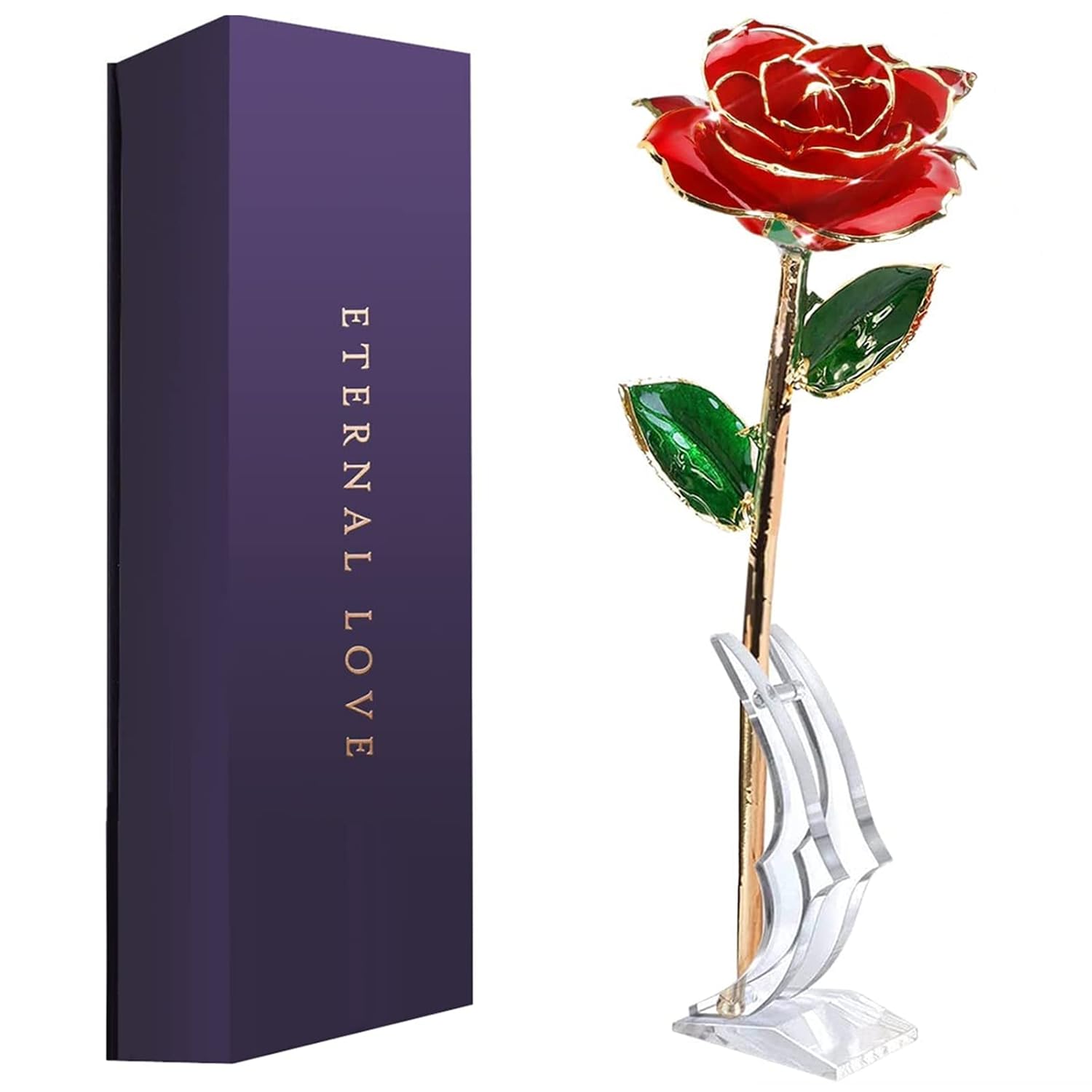 Gifts For Women 24k Gold Dipped Rose With Stand Eternal Flowers