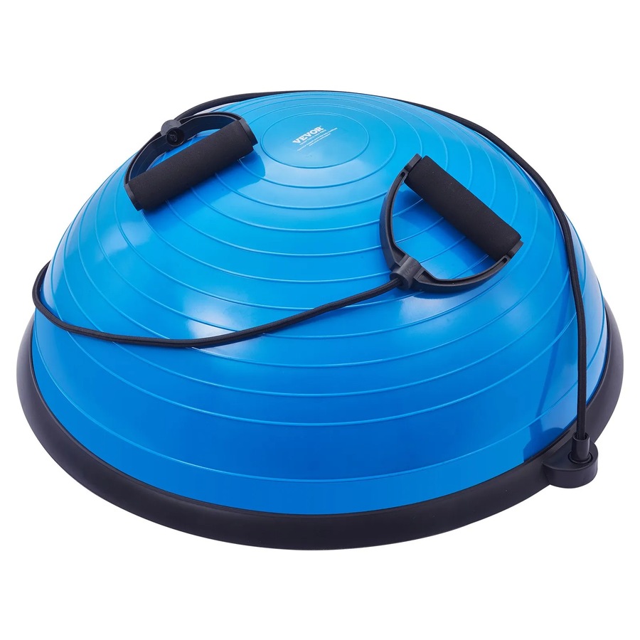 Half Exercise Ball Trainer, 23 inch Balance Ball Trainer, 660lbs Capacity Stability Ball, Yoga Ball with Resistance Bands & Foot Pump, Strength Fitness Ball for Home Gym, Full Body Workout, Blue