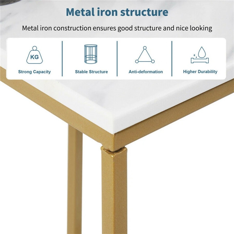 Heavy-Duty C-Shaped End Table with Storage